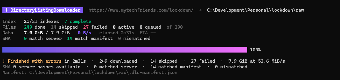 Tool for downloading files from the directory listing